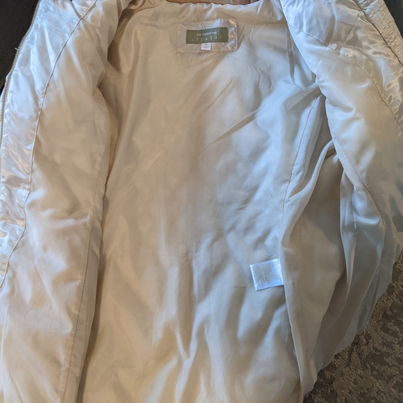 $drop.LizClaiborne gold quilted jacket fur lined hood,side pockets, zip front XL - Picture 3 of 5